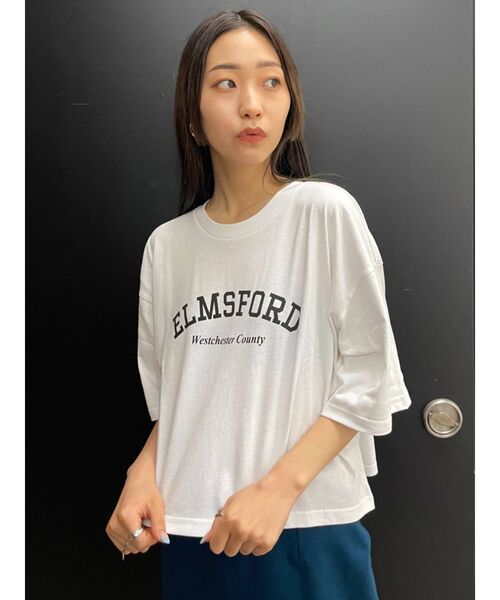 EMODA（エモダ）の「ヴィンテージクロップTシャツ（Tシャツ/カットソー・レディース・ブラック/ホワイト/グレー・FREE）」の9枚目の写真
