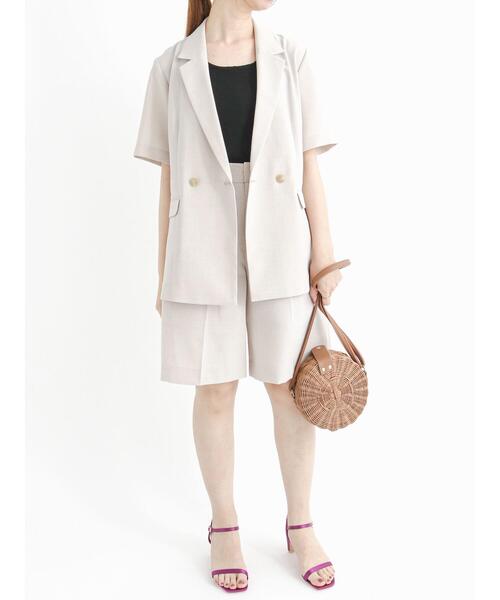 Te chichi(テチチ)の「リネンライクハーフスリーブジャケット(ノーカラージャケット・レディース・ネイビー/ベージュ/モカ・フリ-)」の19枚目の写真