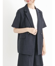 Te chichi | リネンライクハーフスリーブジャケット(ノーカラージャケット)