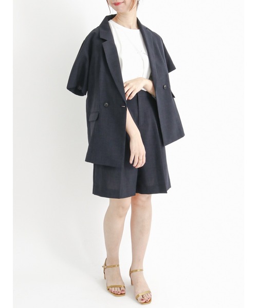 Te chichi（テチチ）の「リネンライクハーフスリーブジャケット