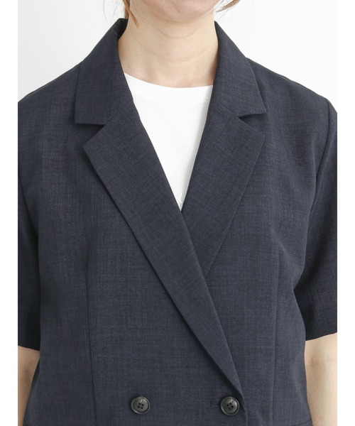 Te chichi(テチチ)の「リネンライクハーフスリーブジャケット(ノーカラージャケット・レディース・ネイビー/ベージュ/モカ・フリ-)」の13枚目の写真