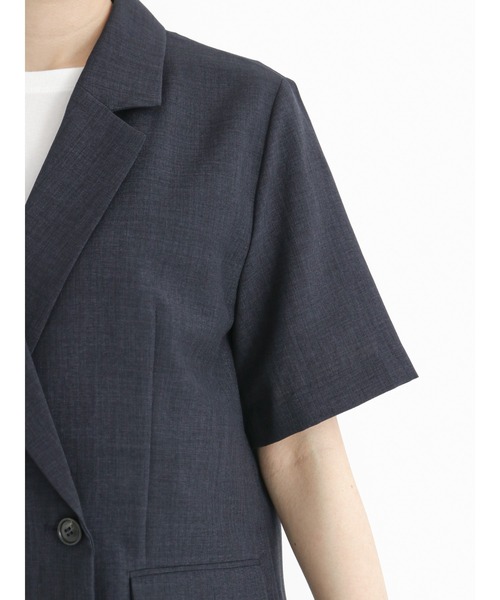 Te chichi(テチチ)の「リネンライクハーフスリーブジャケット(ノーカラージャケット・レディース・ネイビー/ベージュ/モカ・フリ-)」の14枚目の写真