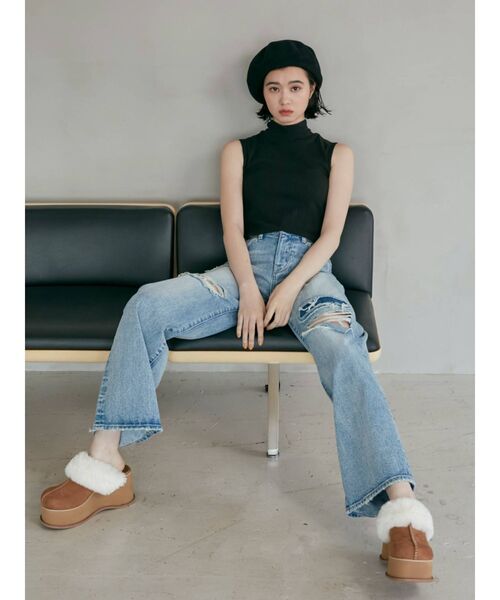 EMODA（エモダ）の「ミニハイネックトップ（Tシャツ/カットソー・レディース・ホワイト/ブラック/ブルー/その他・FREE）」の5枚目の写真