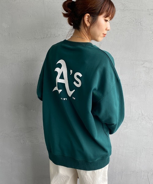 MLB（メジャーリーグベースボール）の「[FANATICS/ファナティクス] 別注 MLB HOME バックロゴプリントクルーネックスウェット（スウェット・レディース・ホワイト系/ネイビー/グリーン/ホワイト・XL/M/XXL/L）」の8枚目の写真