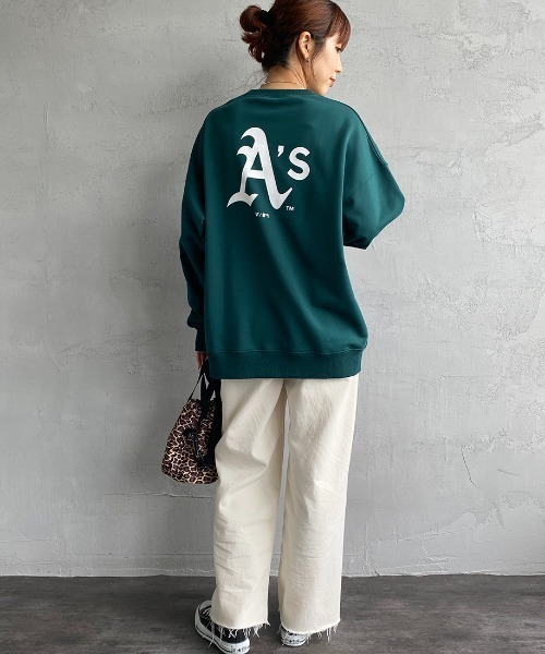 MLB（メジャーリーグベースボール）の「[FANATICS/ファナティクス] 別注 MLB HOME バックロゴプリントクルーネックスウェット（スウェット・レディース・ホワイト系/ネイビー/グリーン/ホワイト・XL/M/XXL/L）」の22枚目の写真