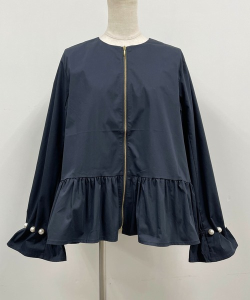 PICCIN（ピッチン）の「袖パールペプラムジップブルゾン（ブルゾン・レディース・ブラック/ネイビー/キャメル/サンドベージュ・M）」の14枚目の写真