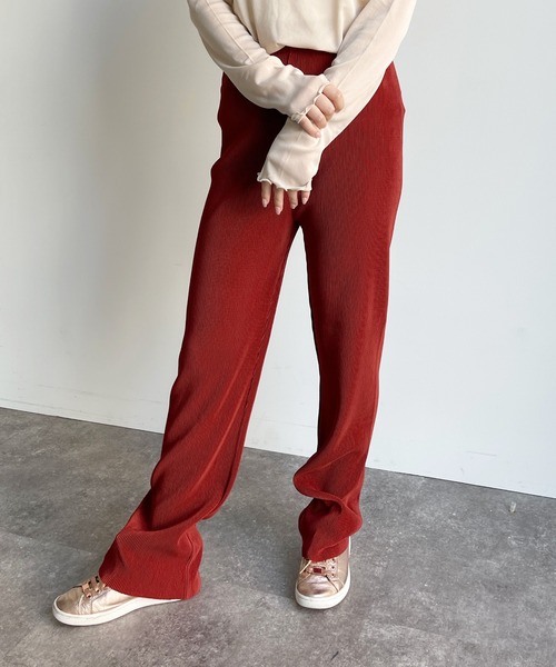 CPCM（シーピーシーエム）の「セルフカット細見えプリーツカラーパンツ（その他パンツ・レディース・ブラック/グリーン/ボルドー/アイボリー・FREE）」の5枚目の写真