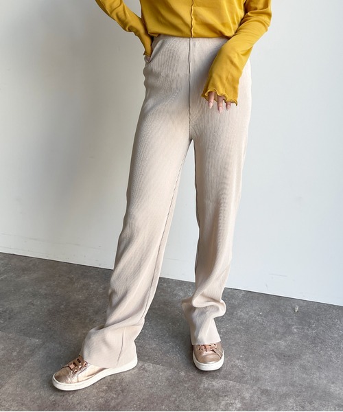 CPCM（シーピーシーエム）の「セルフカット細見えプリーツカラーパンツ（その他パンツ・レディース・ブラック/グリーン/ボルドー/アイボリー・FREE）」の7枚目の写真