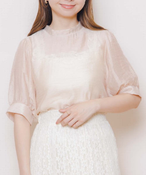 flower（フラワー）の「シアーバルーンブラウス（シャツ/ブラウス・レディース・アイボリー/ピンク/グレー・FREE）」の3枚目の写真