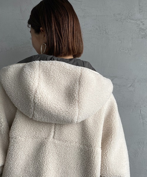 DANTON（ダントン）の「【WEB限定】[DANTON/ダントン] インサレーション ボアフリースフードジャケット（ブルゾン・レディース・チャコールグレー/ベージュ/ライトベージュ・S/M/L）」の19枚目の写真