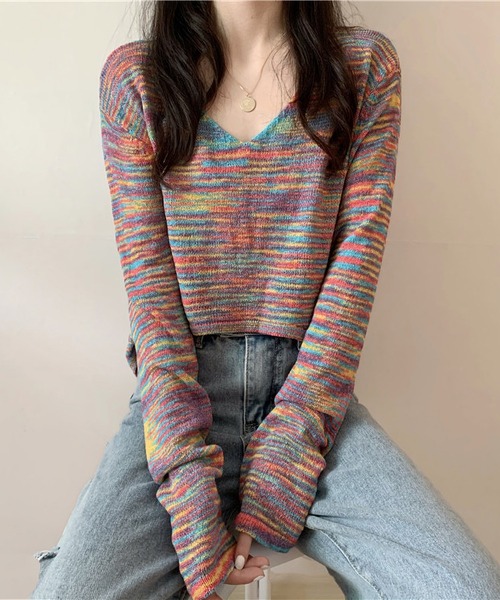 MAISON DE THERESE(メゾン ド テレーズ)の「デザインVネックニット(ニット/セーター・レディース・B/C/A・M)」の2枚目の写真