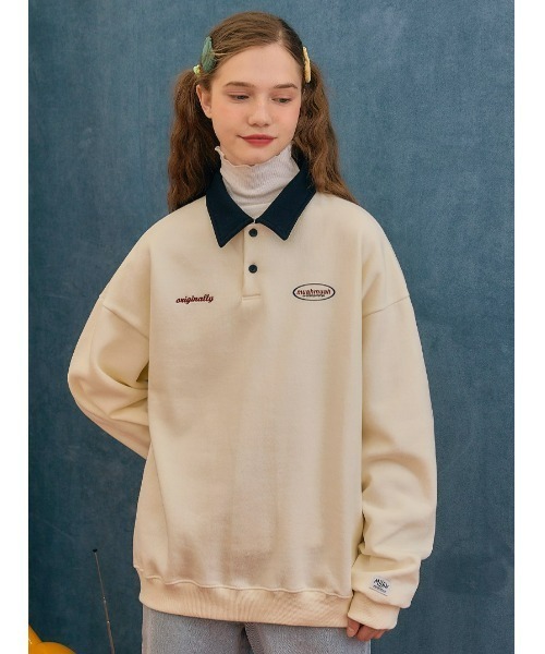 muahmuah(ムーアムーア)の「A'GEM/9 × .kom『muah muah/ムーアムーア』COMBI STITCH LOGO NAPPING MTM/コンビステッチロゴ ナッピング スウェットシャツ(スウェット・レディース・アイボリー/グレー/ブラック・FREE)」の15枚目の写真