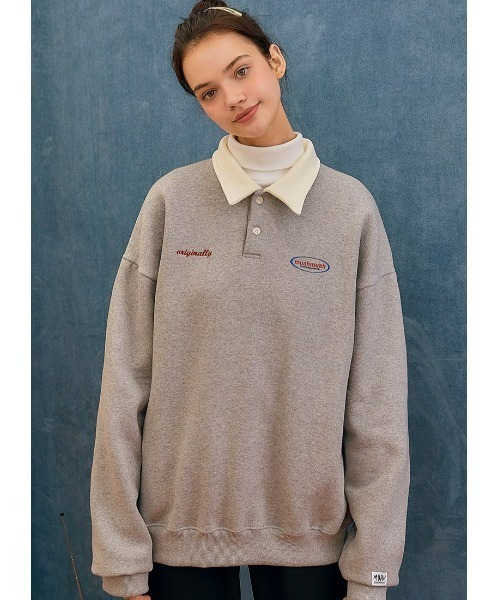 muahmuah(ムーアムーア)の「A'GEM/9 × .kom『muah muah/ムーアムーア』COMBI STITCH LOGO NAPPING MTM/コンビステッチロゴ ナッピング スウェットシャツ(スウェット・レディース・アイボリー/グレー/ブラック・FREE)」の6枚目の写真