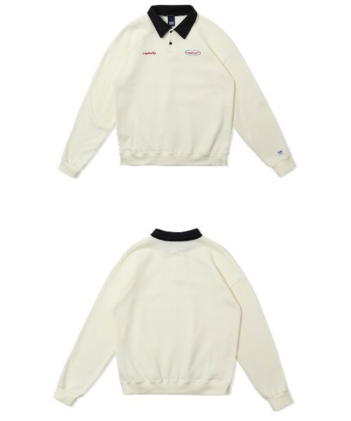 muahmuah(ムーアムーア)の「A'GEM/9 × .kom『muah muah/ムーアムーア』COMBI STITCH LOGO NAPPING MTM/コンビステッチロゴ ナッピング スウェットシャツ(スウェット・レディース・アイボリー/グレー/ブラック・FREE)」の5枚目の写真