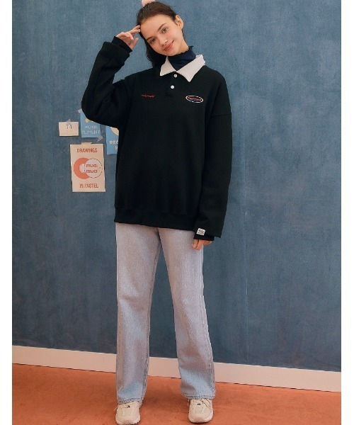 muahmuah(ムーアムーア)の「A'GEM/9 × .kom『muah muah/ムーアムーア』COMBI STITCH LOGO NAPPING MTM/コンビステッチロゴ ナッピング スウェットシャツ(スウェット・レディース・アイボリー/グレー/ブラック・FREE)」の20枚目の写真