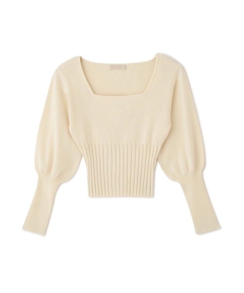 FREE'S MART（フリーズマート）の「◇スクエアネックボリュームスリーブショート丈ニット（ニット/セーター・レディース・ホワイト/ブラック/グレー/イエロー・FREE）」の2枚目の写真