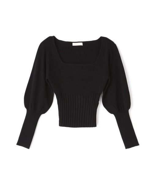 FREE'S MART（フリーズマート）の「◇スクエアネックボリュームスリーブショート丈ニット（ニット/セーター・レディース・ホワイト/ブラック/グレー/イエロー・FREE）」の3枚目の写真