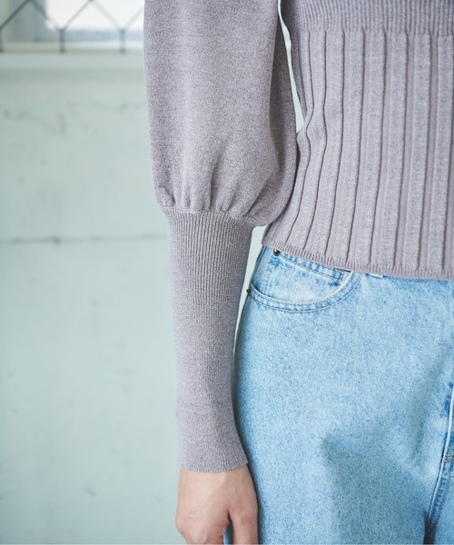 FREE'S MART（フリーズマート）の「◇スクエアネックボリュームスリーブショート丈ニット（ニット/セーター・レディース・ホワイト/ブラック/グレー/イエロー・FREE）」の14枚目の写真