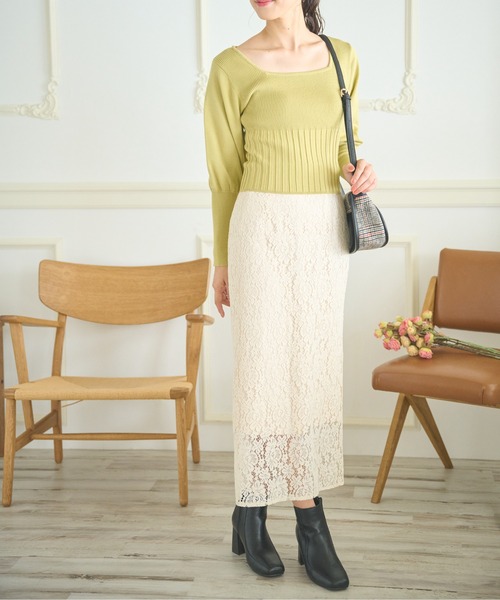 FREE'S MART（フリーズマート）の「◇スクエアネックボリュームスリーブショート丈ニット（ニット/セーター・レディース・ホワイト/ブラック/グレー/イエロー・FREE）」の20枚目の写真