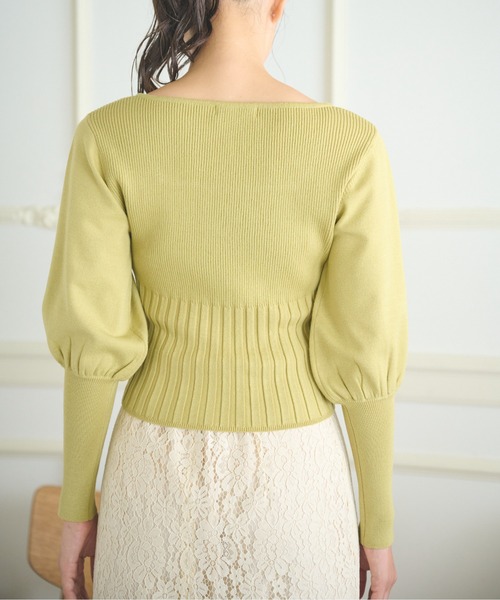 FREE'S MART（フリーズマート）の「◇スクエアネックボリュームスリーブショート丈ニット（ニット/セーター・レディース・ホワイト/ブラック/グレー/イエロー・FREE）」の10枚目の写真