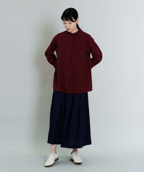 conges payes ADIEU TRISTESSE（コンジェ ペイエ アデュートリステス）の「ウールギンガムシャツ（シャツ/ブラウス・レディース・ベージュ/レッド・38）」の15枚目の写真