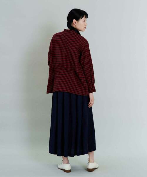 conges payes ADIEU TRISTESSE（コンジェ ペイエ アデュートリステス）の「ウールギンガムシャツ（シャツ/ブラウス・レディース・ベージュ/レッド・38）」の18枚目の写真
