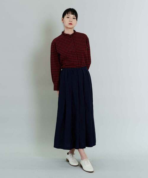 conges payes ADIEU TRISTESSE（コンジェ ペイエ アデュートリステス）の「ウールギンガムシャツ（シャツ/ブラウス・レディース・ベージュ/レッド・38）」の21枚目の写真
