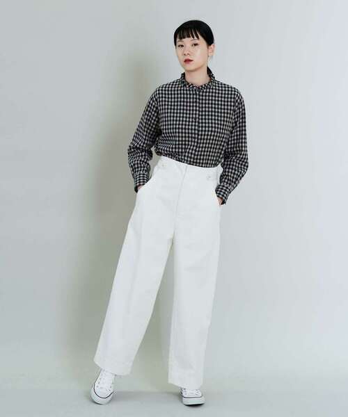 conges payes ADIEU TRISTESSE（コンジェ ペイエ アデュートリステス）の「ウールギンガムシャツ（シャツ/ブラウス・レディース・ベージュ/レッド・38）」の22枚目の写真