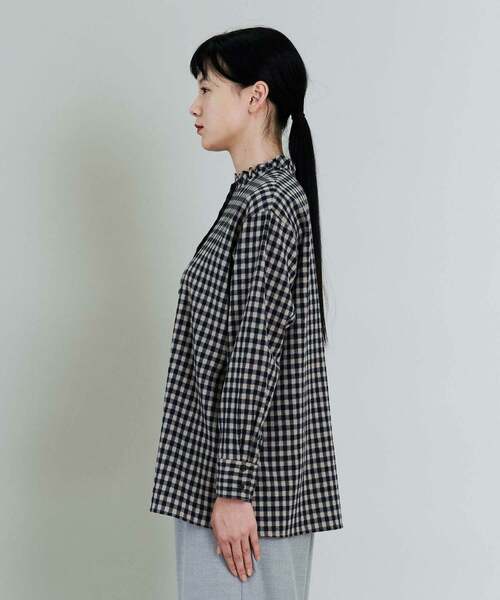 conges payes ADIEU TRISTESSE（コンジェ ペイエ アデュートリステス）の「ウールギンガムシャツ（シャツ/ブラウス・レディース・ベージュ/レッド・38）」の12枚目の写真