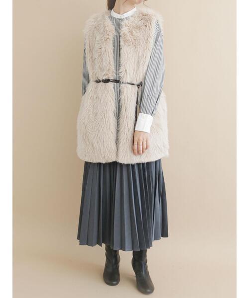 Te chichi（テチチ）の「ファーベスト（ベスト・レディース・ベージュ/モカ・ﾌﾘ-）」の5枚目の写真