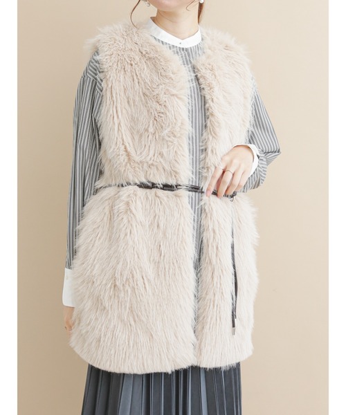 Te chichi（テチチ）の「ファーベスト（ベスト・レディース・ベージュ/モカ・ﾌﾘ-）」の2枚目の写真