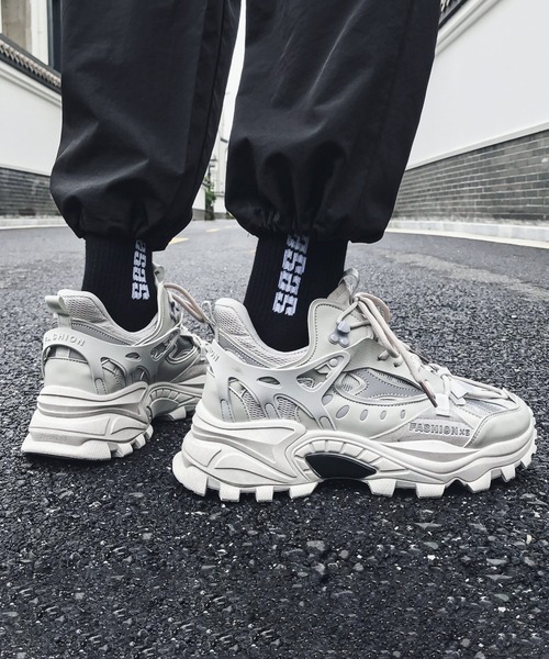 BENDER TOKYO（ベンダートウキョウ）の「ボリュームソール ダッドスニーカー 厚底 アグリーシューズ（スニーカー・メンズ・ベージュ/ホワイト/ブラック/グレー・26cm/28cm/25cm/27cm）」の18枚目の写真