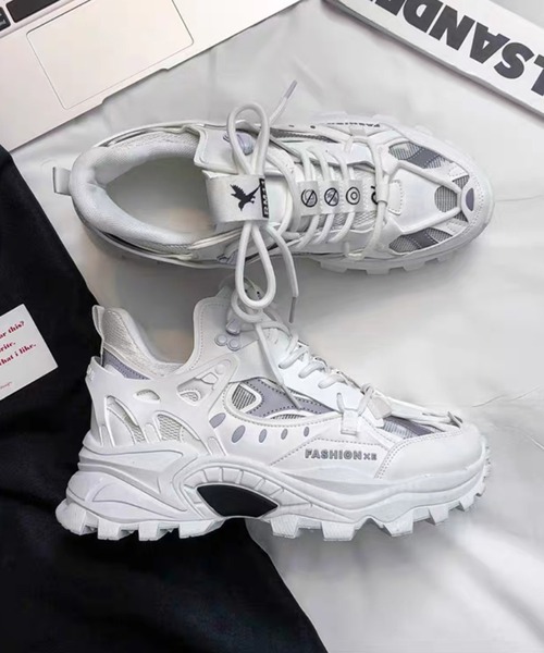 BENDER TOKYO（ベンダートウキョウ）の「ボリュームソール ダッドスニーカー 厚底 アグリーシューズ（スニーカー・メンズ・ベージュ/ホワイト/ブラック/グレー・26cm/28cm/25cm/27cm）」の5枚目の写真