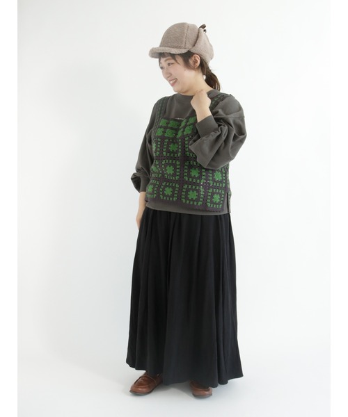 Samansa Mos2（サマンサ モスモス）の「さがら刺繍ロゴトレーナー（Tシャツ/カットソー・レディース・イエロー/チャコール/キナリ/グリーン・ﾌﾘ-）」の13枚目の写真