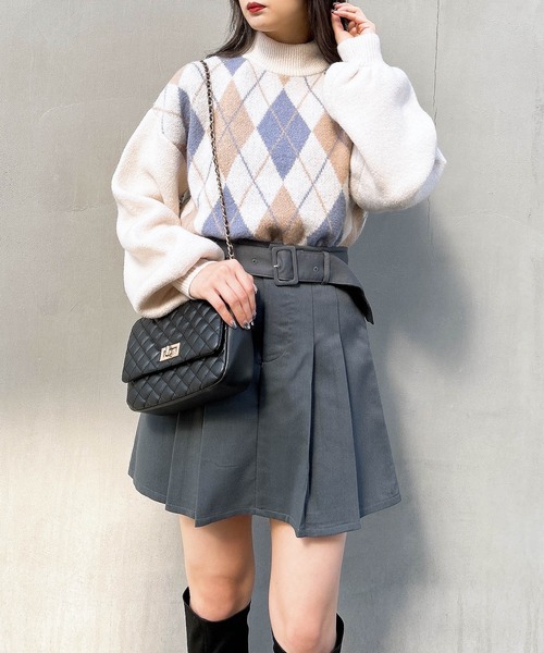 INGNI（イング）の「ベルト付プリーツ／スカパン（スカート・レディース・ベージュ/ブラック/グレー・FREE）」の12枚目の写真