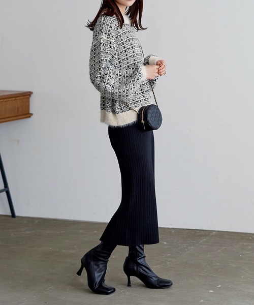 KOBE LETTUCE（コウベレタス）の「ストレッチリブニットタイトスカート（スカート・レディース・グレー/ベージュ/レッド/ブラック/ダークブラウン・FREE）」の15枚目の写真