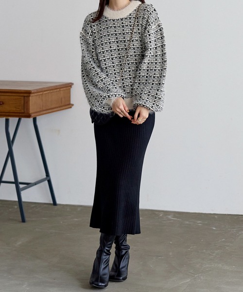 KOBE LETTUCE（コウベレタス）の「ストレッチリブニットタイトスカート（スカート・レディース・グレー/ベージュ/レッド/ブラック/ダークブラウン・FREE）」の16枚目の写真