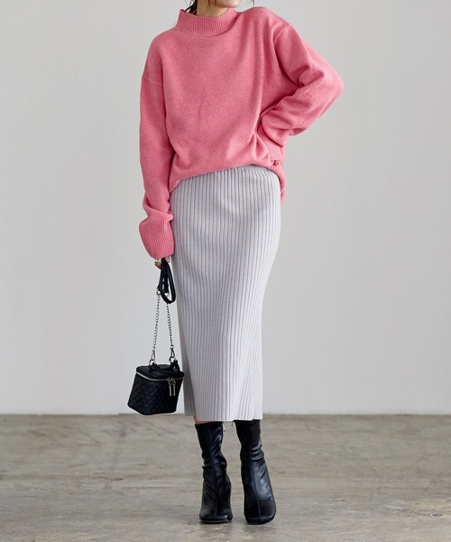 KOBE LETTUCE（コウベレタス）の「ストレッチリブニットタイトスカート（スカート・レディース・グレー/ベージュ/レッド/ブラック/ダークブラウン・FREE）」の18枚目の写真