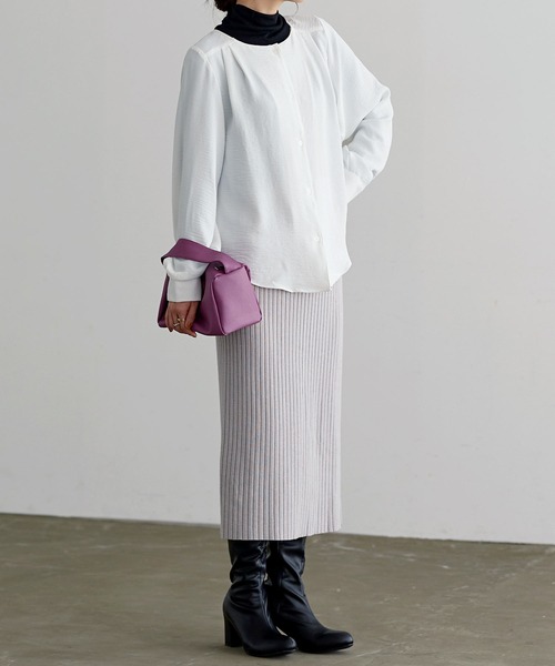 KOBE LETTUCE（コウベレタス）の「ストレッチリブニットタイトスカート（スカート・レディース・グレー/ベージュ/レッド/ブラック/ダークブラウン・FREE）」の19枚目の写真