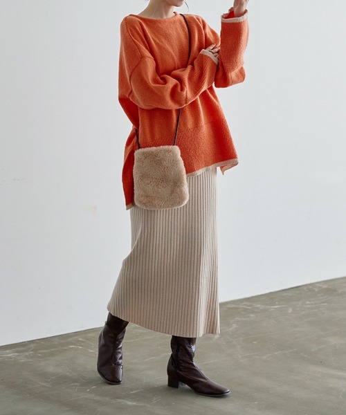 KOBE LETTUCE（コウベレタス）の「ストレッチリブニットタイトスカート（スカート・レディース・グレー/ベージュ/レッド/ブラック/ダークブラウン・FREE）」の21枚目の写真