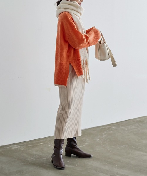 KOBE LETTUCE（コウベレタス）の「ストレッチリブニットタイトスカート（スカート・レディース・グレー/ベージュ/レッド/ブラック/ダークブラウン・FREE）」の22枚目の写真