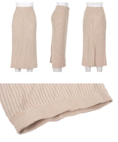 KOBE LETTUCE（コウベレタス）の「ストレッチリブニットタイトスカート（スカート・レディース・グレー/ベージュ/レッド/ブラック/ダークブラウン・FREE）」の8枚目の写真