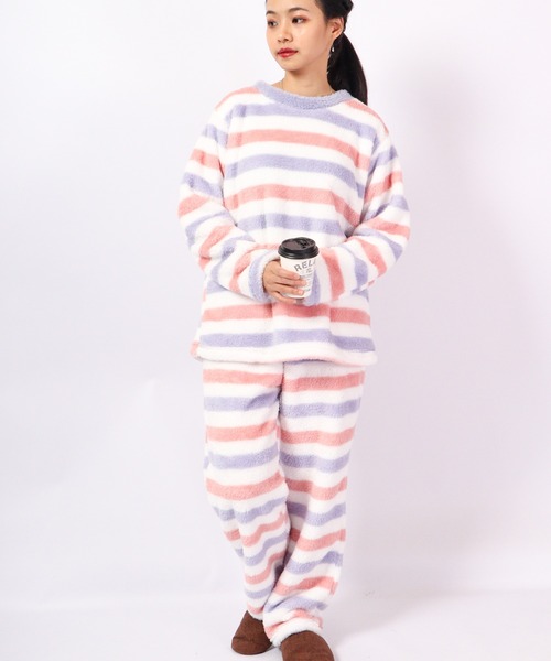 Ree&Mee（リーアンドミー）の「Ree&Mee 2点セット モコモコ ボア ボーダー セットアップ 上下セット ルームウェア パジャマ（ルームウェア/パジャマ・レディース・ピンク/ピンク系その他/ブルー系その他/ブルー・FREE）」の22枚目の写真