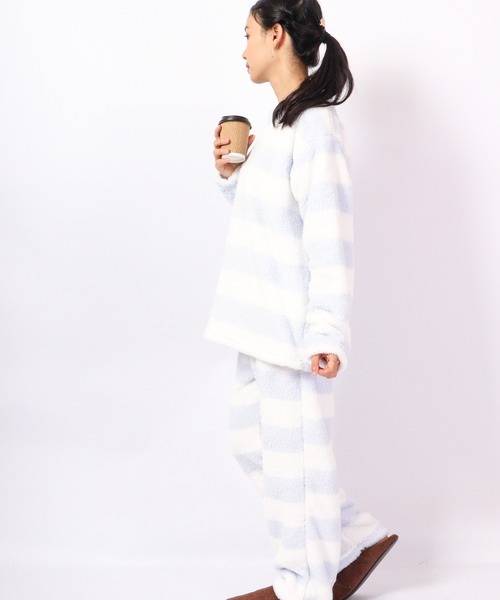 Ree&Mee（リーアンドミー）の「Ree&Mee 2点セット モコモコ ボア ボーダー セットアップ 上下セット ルームウェア パジャマ（ルームウェア/パジャマ・レディース・ピンク/ピンク系その他/ブルー系その他/ブルー・FREE）」の14枚目の写真