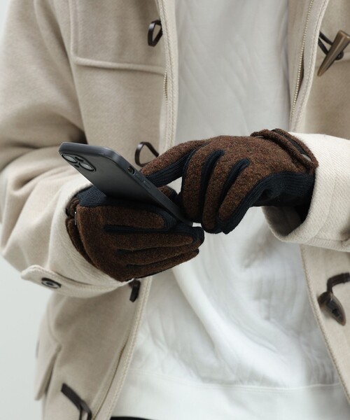 BEAMS HEART（ビームスハート）の「ブークレ グローブ【タッチパネル対応】（手袋・メンズ・チャコールグレー/ダークブラウン/ブラウン/ブラック系その他4・ONE SIZE）」の7枚目の写真