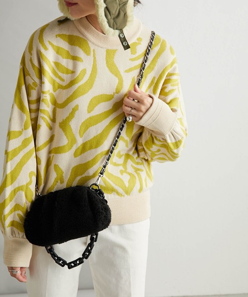 LAURA DI MAGGIO（ローラディマッジオ）の「【LAURA DI MAGGIO】ボアチェーンショルダーバッグ（ショルダーバッグ・レディース・ベージュ/ブラック・FREE）」の12枚目の写真