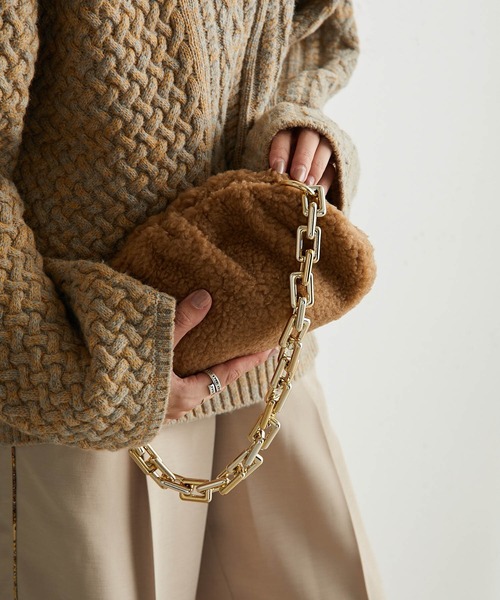 LAURA DI MAGGIO（ローラディマッジオ）の「【LAURA DI MAGGIO】ボアチェーンショルダーバッグ（ショルダーバッグ・レディース・ベージュ/ブラック・FREE）」の7枚目の写真