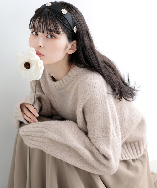 Dita Muaj.（ディータムアージュ）の「【ZOZO限定】Muaj.クロップドカラーニット（ニット/セーター・レディース・オレンジ/カーキ/ブラウン/ベージュ・FREE）」の2枚目の写真