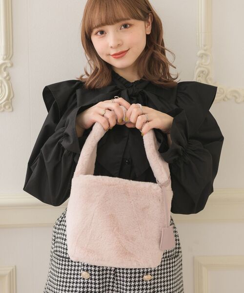 ems excite(エムズエキサイト)の「ファーハンドBAG(ハンドバッグ・レディース・ピンク/ブラウン/ナチュラル・ONE SIZE)」の3枚目の写真