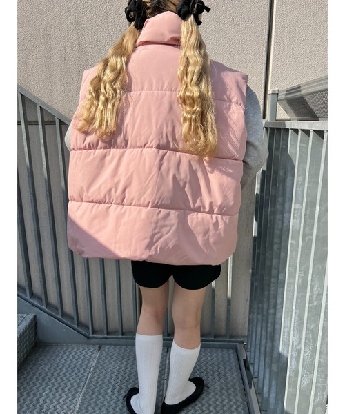 WC（ダブル シー）の「オーバーパファーベスト（ダウンベスト・レディース・ブラック/アイボリー/ピンク・FREE）」の3枚目の写真